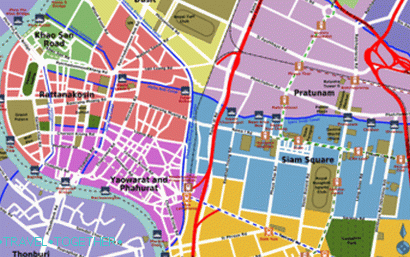 Najbolja područja na mapi Bangkoka
