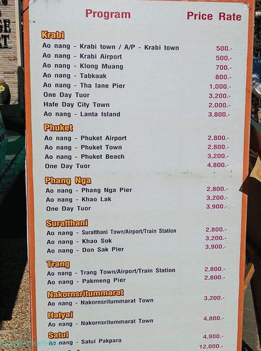 Taxi od Ao Nang do Krabi, Phuket i drugim mjestima