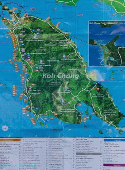 Karta Koh Chang sa hotelima i znamenitostima