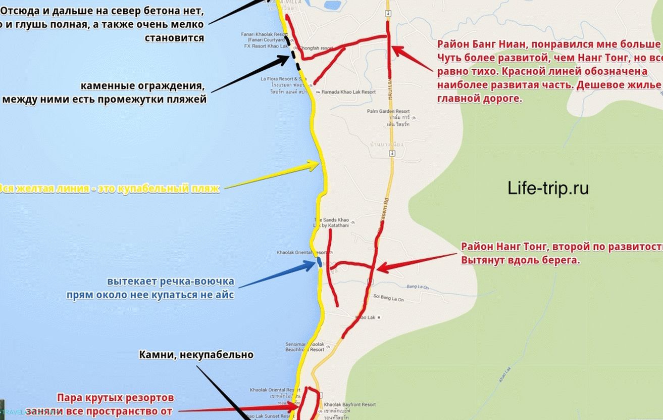 Karta Nang Thong i Bang Niang Beaches
