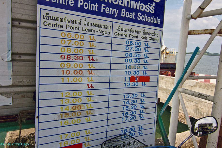 Raspored trajekta za Koh Chang iz priveznog centra Pier Point