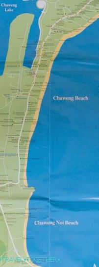 Karta Chaweng Beach i Chaweng Noi