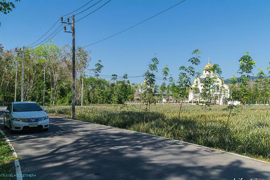 Moj auto Honda City i pravoslavna crkva na pozadini palmi